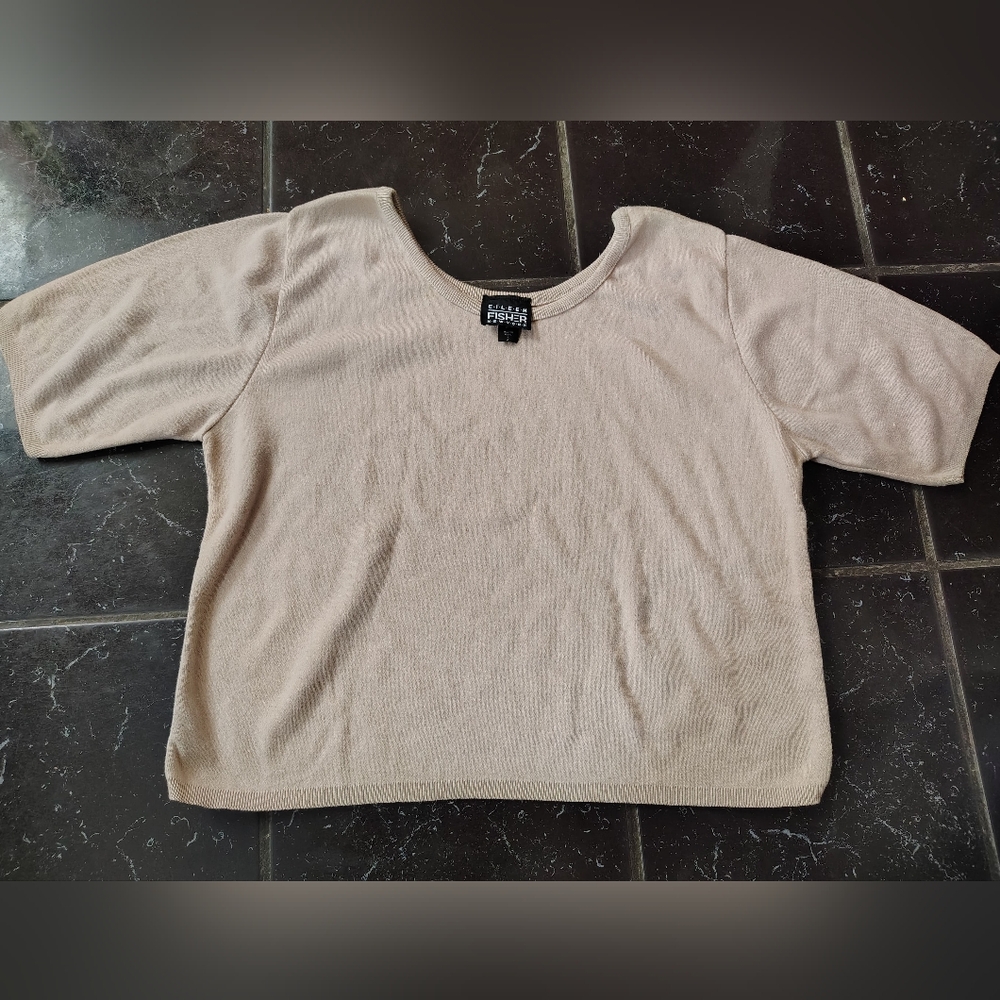 Vtg Eileen Fisher Cropped Sweater Top Size 2 Basic